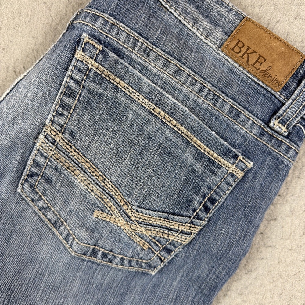 BKE Harper Bootcut Jean Women 28x33.5 Blue Medium Wash Low Rise Denim Whiskering